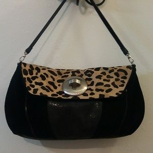 NWOT Vince Camuto black & leopard print purse